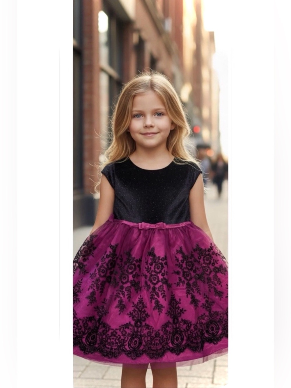 JONA MICHELLE | 10 | Girls Velvet Sparkle Glitter Floral Fuschia Tulle Dress